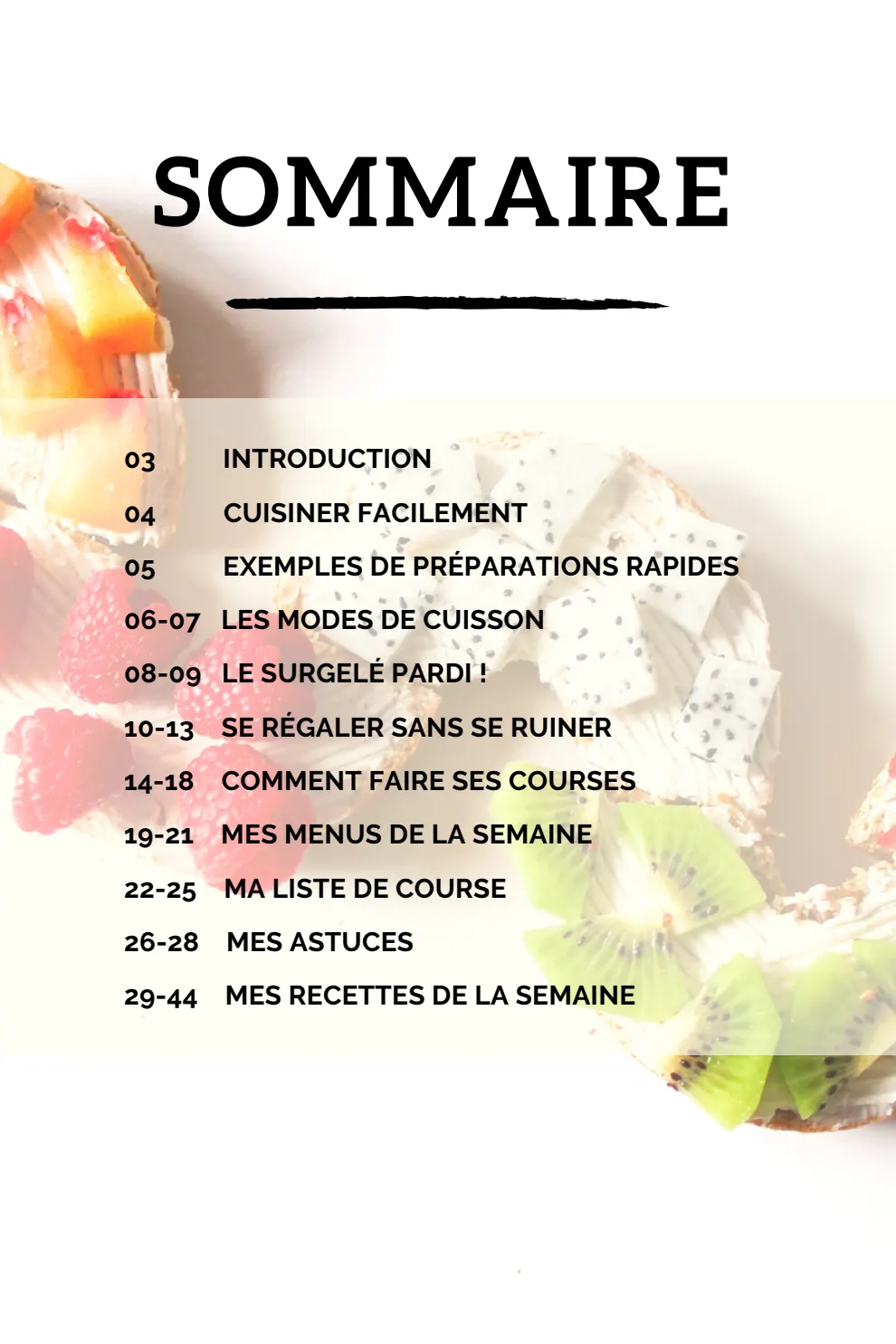 Sommaire du livret Comment mieux manger